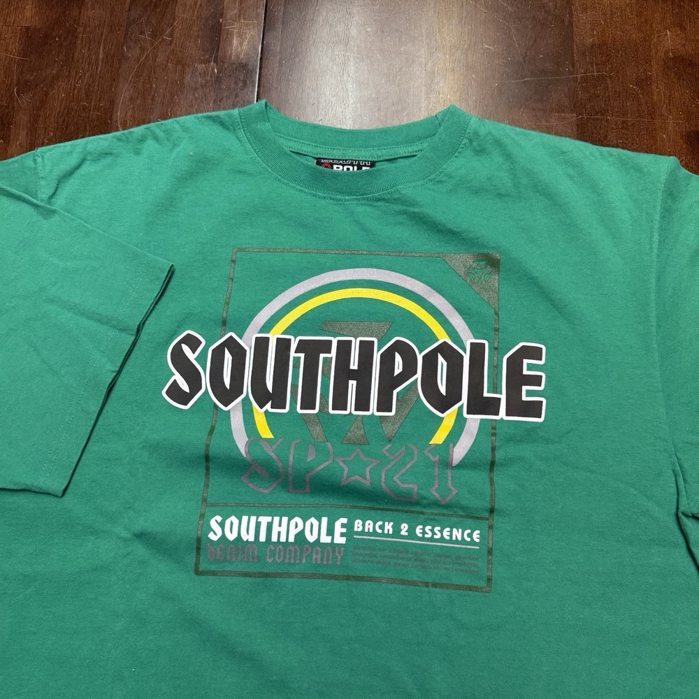 VTG Southpole T Shirt‎ Mens L Green Graphic Short Sleeve Tee Classic Outdoor